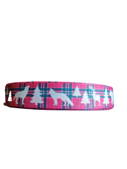 Pink Plaid Wildlife Nylon Dog Collar
