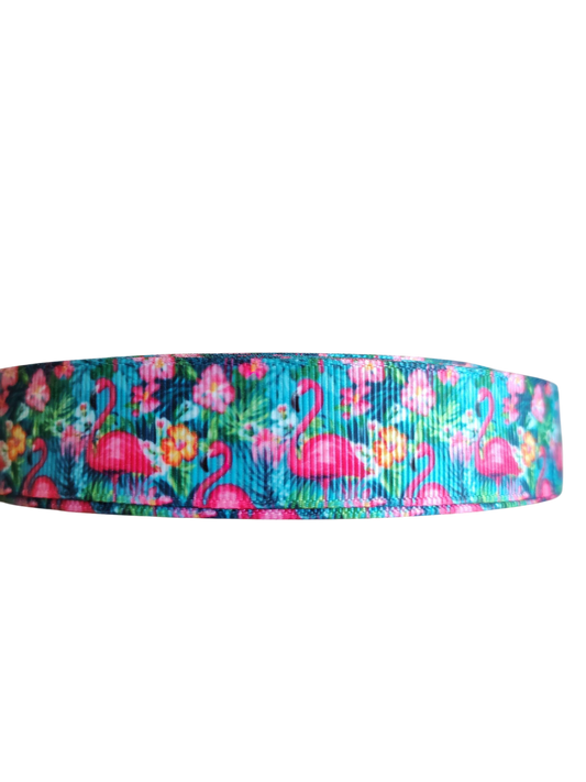 Floral Flamingo Nylon Dog Collar