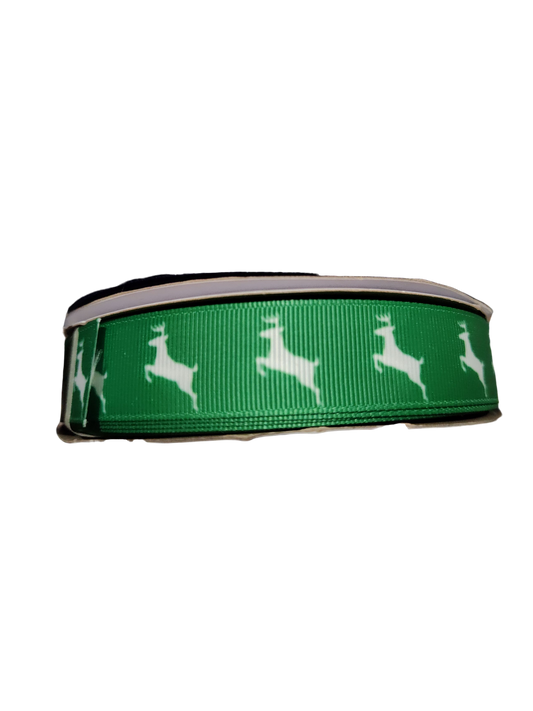 Green Deer Nylon Dog Collar