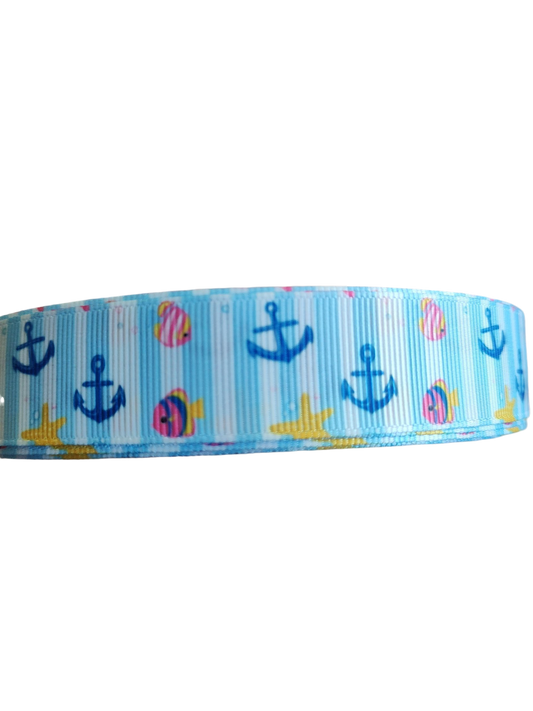 Anchors and Fish Nylon Dog Collar
